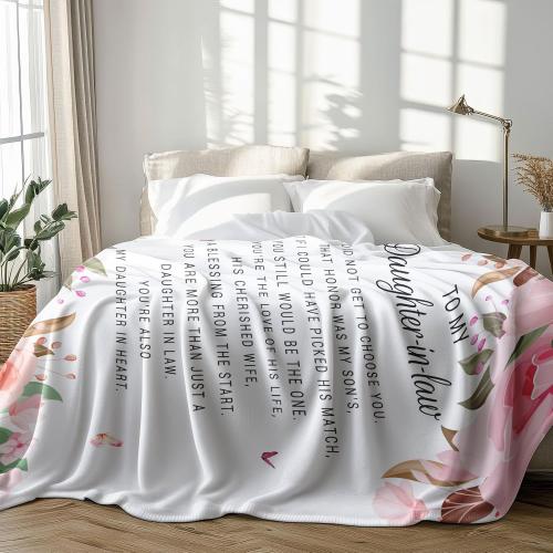 Daughter in Law Gifts Throw Blanket 60X50, Best Birthday/Wedding Gifts for Future Daughter in Law