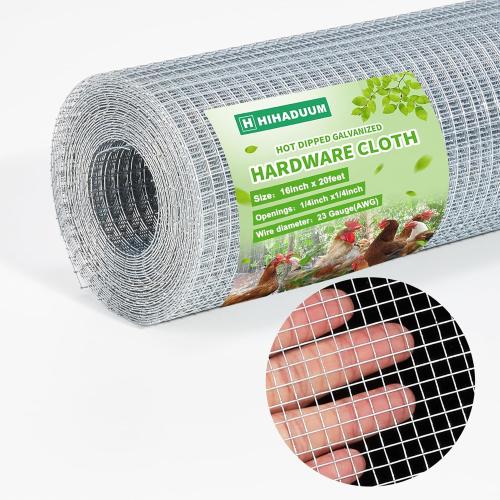 Hardware Cloth 1/4 inch 23 Gauge, Hot-dip Galvanized After Welding, Chicken Coop Wire Fence Wire Mesh Screen, Rabbit/Snake Fences, Netting Wire Cloth Galvanized Wire Mesh Roll