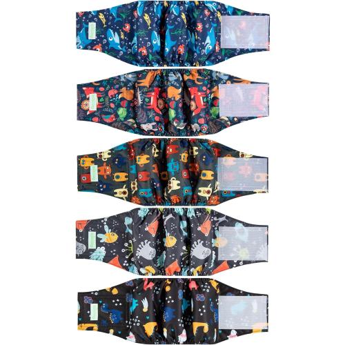 wegreeco Small Dog Diapers Male,Reusable Belly Bands for Male Dogs,Washable Doggie Puppy Diapers Wraps,Medium Large Size(5 Pack Small)