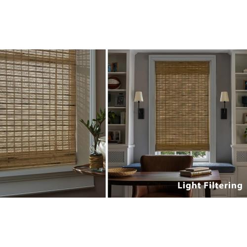 LazBlinds No Tools No Drill Cordless Bamboo Roman Shades, Light Filtering Window Treatment, Roll Up Bamboo Blinds for Windows 36'' W x 64'' H, Dali Native
