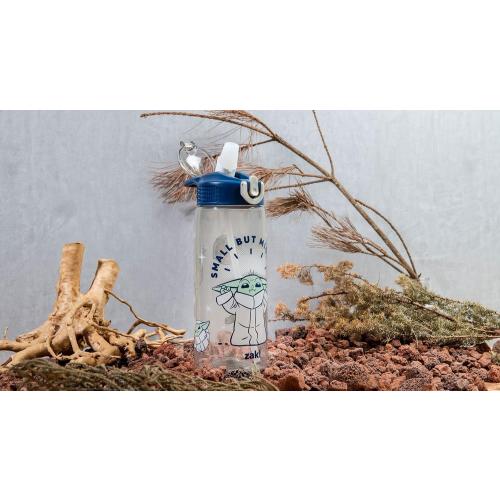 Zak Designs Star Wars The Mandalorian Water Bottle For School or Travel, 25 oz Durable Plastic Water Bottle With Straw, Handle, and Leak-Proof, Pop-Up Spout Cover (Grogu/The Child)