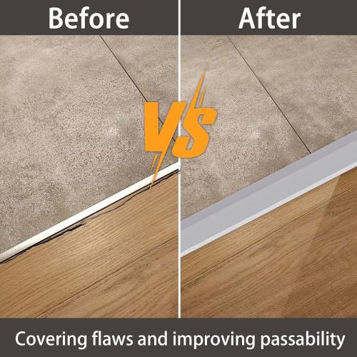 Lunghaa Aluminum Floor Transition Strip, Threshold Reducer for Doorway Ramp Tiles Laminate Planks, Bridge The Height Gap Between 0.3-1.6 inches (4.2 ft x 3.9 in, Matte Silver)