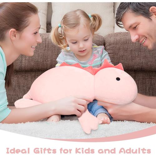 Color Pink  Dinosaur Plush Weighted Stuffed Animals 3.5lbs, Cuddle Weighted Dinosaur Plush, Huggable Dino Weighted Body Pillow Soft Plush Toy Gifts for Kids Adults Girls Boy