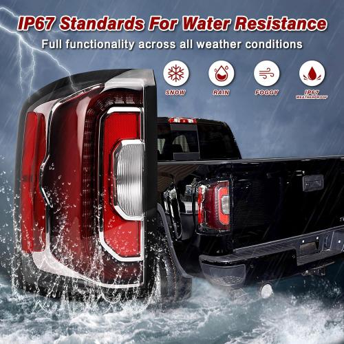 LED Tail Lights Compatible with 2016 2017 2018 GMC Sierra 1500/GMC Sierra 1500 Denali Left Driver Side Rear Lamp Brake Taillight 84233587 84365930 GM2800295(Red left driver's side)