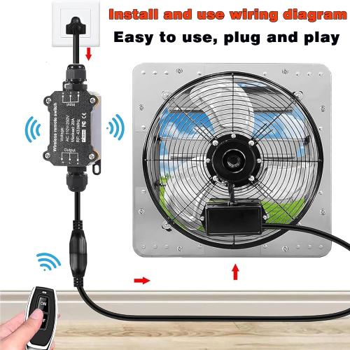 AC110V Remote Control Power Switch,Waterproof Wireless Light Switch,165 Feet Long,AC110V/120V/250V/20A RF Module Relay,Outdoor Weatherproof Smart Socket,Electrical Equipment