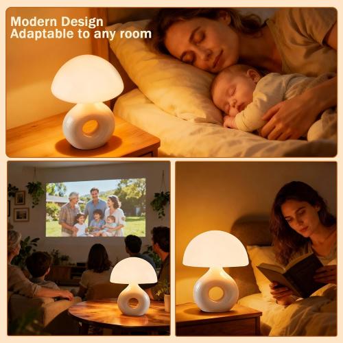 Mushroom Lamp, 670nm Red Light & 10000 Lux Therapy Lamp | Remote & Memory, 4 Color, 5 Brightness & Timers, Bedside Nightstand Sunlight Lamp for Bedroom Home Office Christmas Gift