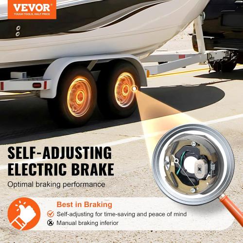 VEVOR Electric Trailer Brake Assembly, 10 x 2-1/4, 2 Pairs Self-Adjusting Electric Brakes Kit for 3500 lbs Axle, 4-Hole Mounting, Backing Plates for Brake System Part Replacement (2 Right   2 Left)