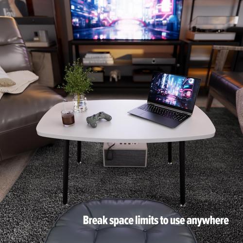 WOHOMO Foldable Coffee Table White Small Coffee Tables for Living Room Portable Simple Modern Rectangular Center Table for Small Spaces, No Assembly, 31.5 * 15.7 * 17.7IN, White