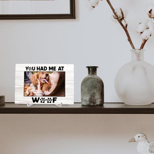 Dog Gift 8x6 Picture Frames, Dog Mom Gifts for Women, Gift for Dogs Owner, Pet Dogs Memorial Wood Photo Frame, You Had Me At Woof Pet Dad Gifts Picture Frame for Wall and Tabletop Display