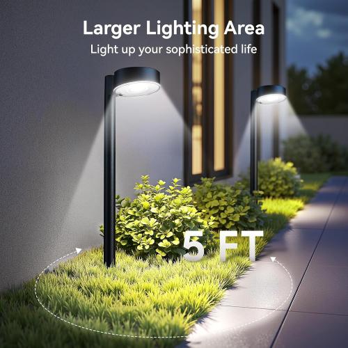 Ahaorigin 8 Pack Solar Pathway Lights Outdoor, 12 Brighter LEDs Solar Lights Outdoor Waterproof, Up to 12 Hrs Modern Path Light for Yard Garden Walkway Driveway Lawn, Cool White