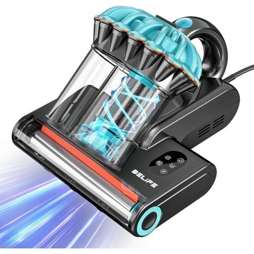 Belife M8 Mattress Vacuum Cleaner, Anti-allergen Bed Vacuum Cleaner with UV & Hot Air & High Heating, 550W 18Kpa Powerful Suction Double-Cup Handheld Vacuum for Bed, Couch, Sofa, Corded (Blue)