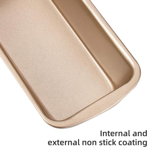 Patelai 4 Pack Small Loaf Pans for Baking Bread Non Stick Bread Pan Rectangle Baking Tray Toast Mold(Gold,7.2 x 3.7 Inch)