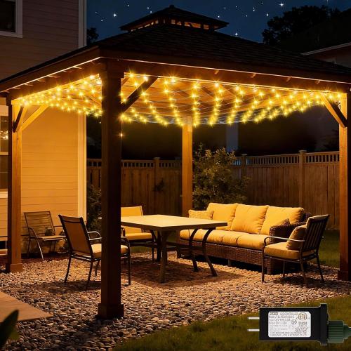 LitHome 10 x 10FT Gazebo Net Lights Outdoor, 8 Modes Christmas Net Lights Waterproof, 280 LED Christmas Mesh Light Connectable, Warm White Mesh Light Plug in for Bushes, Patio, Pergolas, Garden Decor