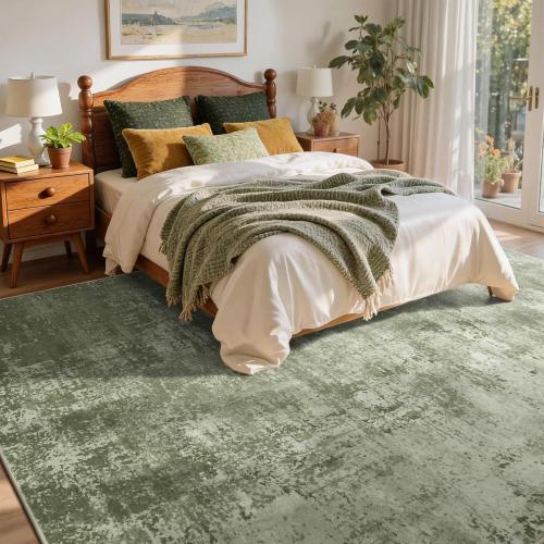6x9 Ft Large Area Rugs for Living Room, Soft Non-Slip Washable Rugs Modern Abstract Pattern Carpet for Bedroom Indoor Floor Nursery Home Decor (Green)