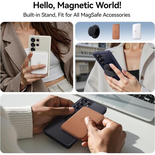 CASEKOO Patented 360° Spin Magnetic Stand for Samsung Galaxy S25 Ultra Case [18FT Military Drop Protection] [Compatible with MagSafe] Translucent Slim S25 Ultra Case 6.9'' 2025, Translucent White