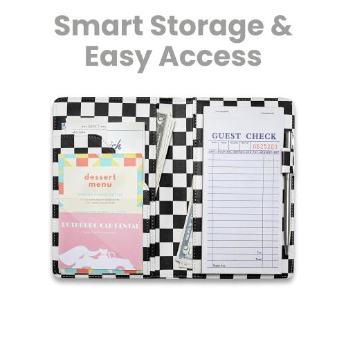Waitress Server Book – Retro Checkerboard Server Wallet Organizer, Simple Guest Check Holder for Restaurant Waitstaff (Black & White，Small)