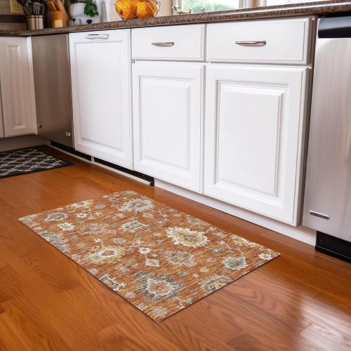 Addison Rugs Chantille ACN753 Orange 1'8 x 2'6 Indoor/Outdoor, Machine Washable, Easy Clean, Non Shedding, Bedroom, Living Room, Dining Room, Kitchen, Patio Rug