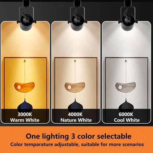 Black Dimmable LED Track Lighting Heads Kit,3CCT 10W Track Lights Heads 3000K/4000K/6000K Adjustable with 6.56FT H-Type Track Light Rails 6PCS Ceiling Spotlight Fixture Replaceable GU10 Bulbs