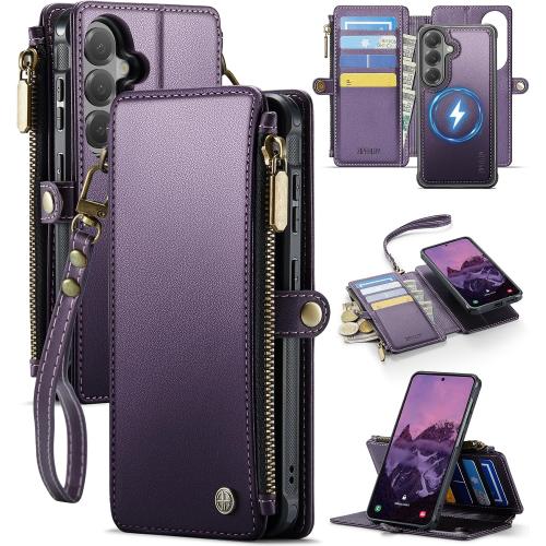 for Galaxy S25 - Phone Case Wallet Magnetic Detachable, Purple