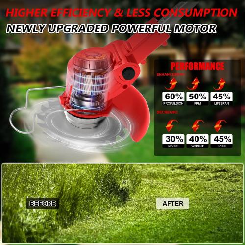 Electric Weed Wacker Cordless Weed Wacker Eater Battery Powered with 2 X 21V Batteries & Wheel & 15 Blades, 3-in-1 Stringless Grass Trimmer/Edger Lawn Tool/Brush Cutter for Garden Yard