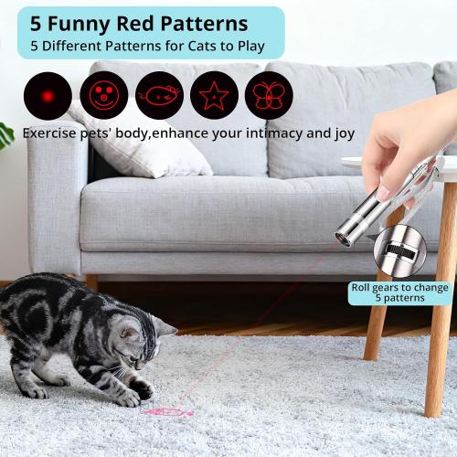 Cat Toy for Indoor Cats, 2 Pieces, USB Rechargeable Kitten Toys with 7 Adjustable Patterns, Interactive Chase Toys for Indoor Cats & Dogs, Training & Exercise Fun