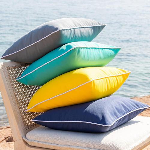 Phantoscope Pack of 2 Outdoor Waterproof Solid Throw Decorative Pillow Cover Decorative Square Outdoor Pillows Cushion Case Patio Pillows for Couch Tent Sunbrella (18''x18'', Black)