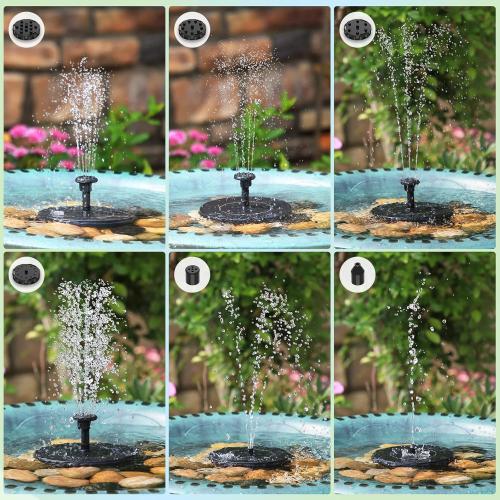 AISITIN Solar Bird Bath Fountain Pump, Solar Fountain Pump for Bird Bath with 6 Nozzles, Solar Powered Water Fountain Pump for Garden, Ponds, Pool, Fish Tank and Outdoor, 1.5W, 1.5W-New