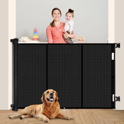 Upgraded 71 Retractable Baby Gates with Reinforced Strip Design to Prevent Crawling Through, 48 Extra Tall Retractable Gates, 6 FT Retractable Dog Gate for Stairs, Doorways, Hallways