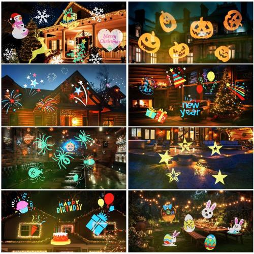 Christmas Projector Lights 2025 Upgraded Brighter,16 Slides (Ocean Wave & Patterns), Waterproof, Timer Holiday Lights Projector for Indoor and Outdoor Decoration