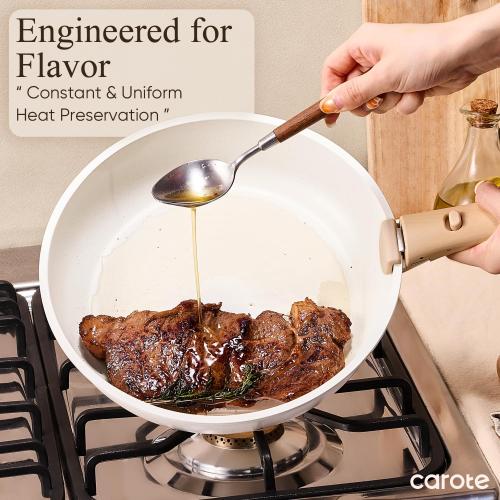 CAROTE Pots and Pans Non Stick, Cookware Sets Detachable Handle, Induction Kitchen Pots and Pans,NonStick Cooking Set, Oven/Dishwasher/Fridge Safe, Space Saving