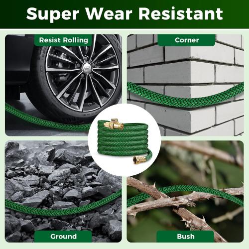 Upgraded Garden Hose 25 5ft, Non-Expandable Hose, Heavy Duty Kink-Resistant Flexible Water Hose with High-Density Fabric,LeakProof Hose Metal Shut-Off Valve Connector for Patio, Car Wash. (30FT)