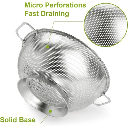 Colander Stainless Steel 3-Quart, Strainer for Kitchen Food, Dishwasher Safe
