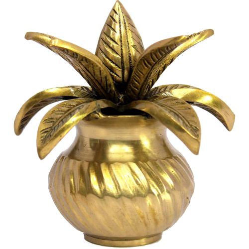 eSplanade Brass Decorative Kalash with Coconut for Puja Temple Laxmi Ganesh Crafted Kalasha - 5.75 inches