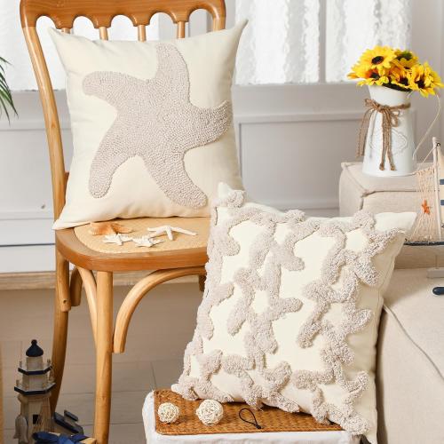 Moucuny 2 Pcs Starfish Pillow Covers 18x18, Beach Coastal Pillow Cases