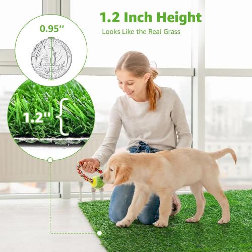 2Pack 18.75x15 Artificial Dog Grass Pee Pad 18.75x15 2 Pack, Washable Indoor Potty Training Replacement Turf for Puppy, Reusable Realistic Grass Mat for Dogs