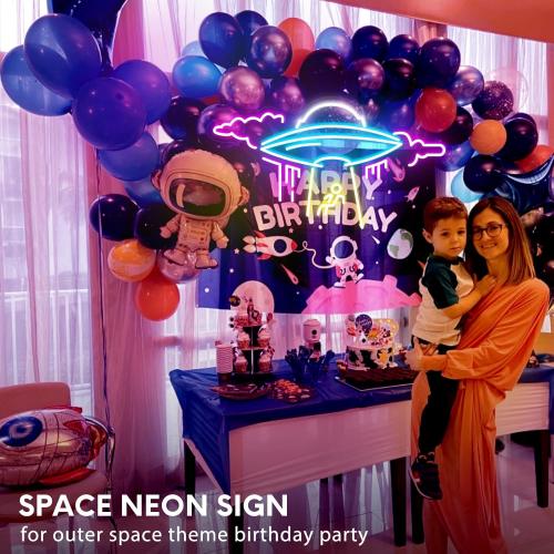 22-Inch Large UFO Neon Sign For Wall Decor, Dimmable Spaceship Neon Light, USB Powered Spaceship decor For sci-fi Fans Space-Themed Bar Restaurant Event Party Game Room Decoration, for Man's Gift