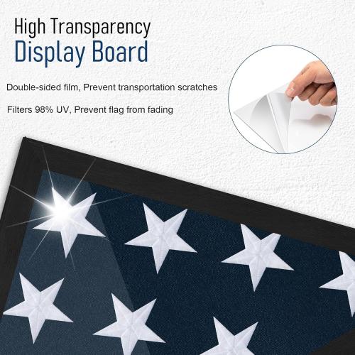 Flag Display Case for 5x9.5 Burial Flag - Veteran Flag Display Box - Solid Wood - Military Memorial Shadow Box Frame for Wall or Tabletop - Black