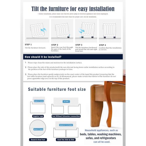 Bed Risers Furniture Risers Heavy-Duty Rectangular Adjustable Block Lift to 3 inches and 4.3 inches Desk, Sofa, Chair Legs, Refrigerator, Washing Machine Support up to 4000 pounds
