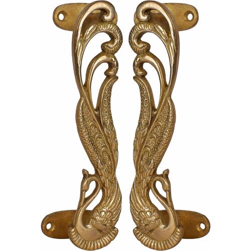 Size 7.3x2.2x1.5 set of 2 Wonderlist Handicrafts Indian Handmade Brass Décor Handle Pull Beautifully Handcrafted Design Brass Door Handle Pull (Peacock), 7.3x2.2x1.5 inches, HT-DOHA-01