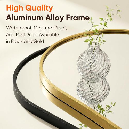 Antok Arched Bathroom Mirror, 24x36 Wall Mounted Mirror, Vanity Mirrors for Over Sink, Aluminum Alloy Frame Bathroom Mirrors Living Room, Bedroom and Entryway, Gold