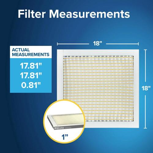 Filtrete 18x18x1 Air Filter MERV 5, 6-Pack AC Furnace Filters for Home HVAC, MPR 300 Basic Dust Defense, Removes Lint & Household Dust, 3-Month Pleated Electrostatic (Actual Size 17.81x17.81x0.81 in)