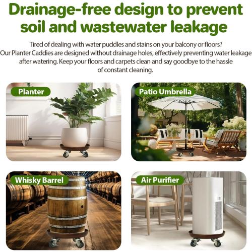 Plant Saucer 14 Rolling Plant Caddy Rolling Plant Stand with Wheels – Heavy Duty Metal, Locking, Sturdy, Rust-Resistant Finish, and Easy to Move, 390 lb Capacity