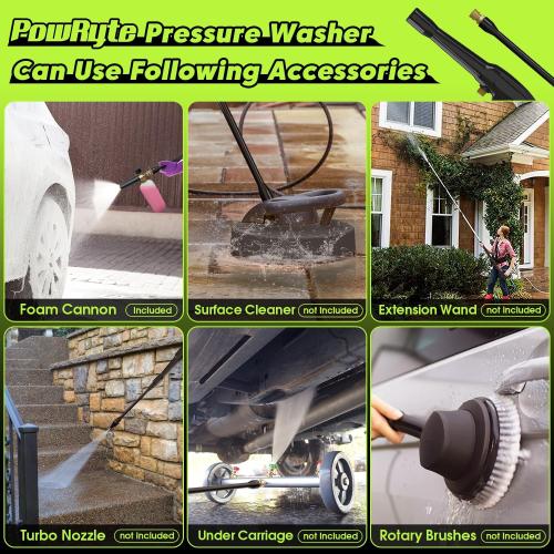 Pressure Washer, Foam Cannon, 4 Different Pressure Tips, Power Washer for Cars/Fences/Driveways/Home/Patios