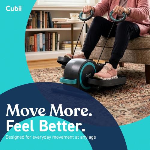 Cubii Total Body Under Desk Elliptical Bike with Built-in Upper Body Resistance Bands | Seated Exercise Machine - Arms   Legs Workout for Seniors & All Ages, 12 Resistance Levels, LCD Display