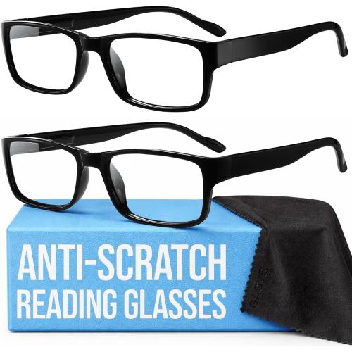 Gaoye  2.5 2-Pack of Reading Glasses - Blue-Light Filter, UV Protection - Readers with Rectangle Frames