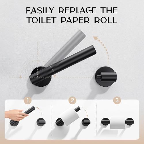 Day Moon™ Matte Black Toilet Paper Holder - Wall Mount Modern Roll Holder for Bathroom