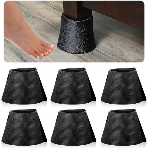 ReliThick 8 Pcs Bed Frame Toe Protectors Bed Frame Leg Covers Feet Protectors to Keep Your Toes from Hard Furniture Legs Corner Guards, No Adhesive or Glue(Black)