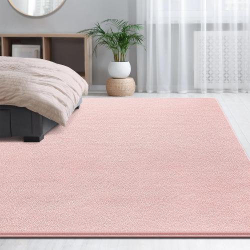 Size 6x9 Large  Color Pink Area Rugs for Living Room Bedroom, 6x9 Feet Pink Rug, Minimalist Modern Shag Rug, Soft Thick Comfy Memory Foam Indoor Carpet, Non-Slip Washable Rug for Boys Girls Dorm Nursery Room Home Decor