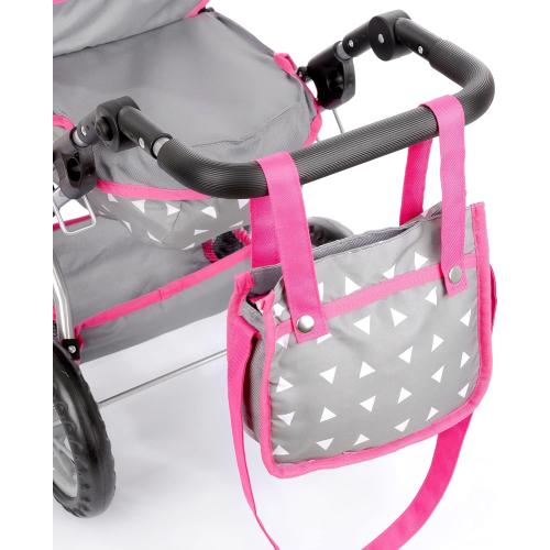 Adjustable Baby Doll Stroller Toy with Foldable Hood | Lightweight Design for Dolls Up to 18 inches | Quiet Foam Wheels, Machine-Washable Bassinet Pram, Indoor and Outdoor Play, Model KP0262S