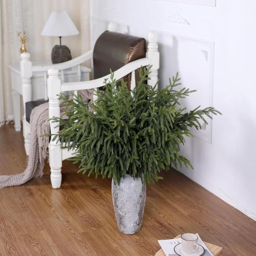 Real Touch Norfolk Pine Branch - 36 Artificial Christmas Green Plants Branches Faux Greenery Stem Fake Pine Picks for DIY Crafts Garland Wreath Xmas Indoor Outdoor Home Decor (4 Pcs)